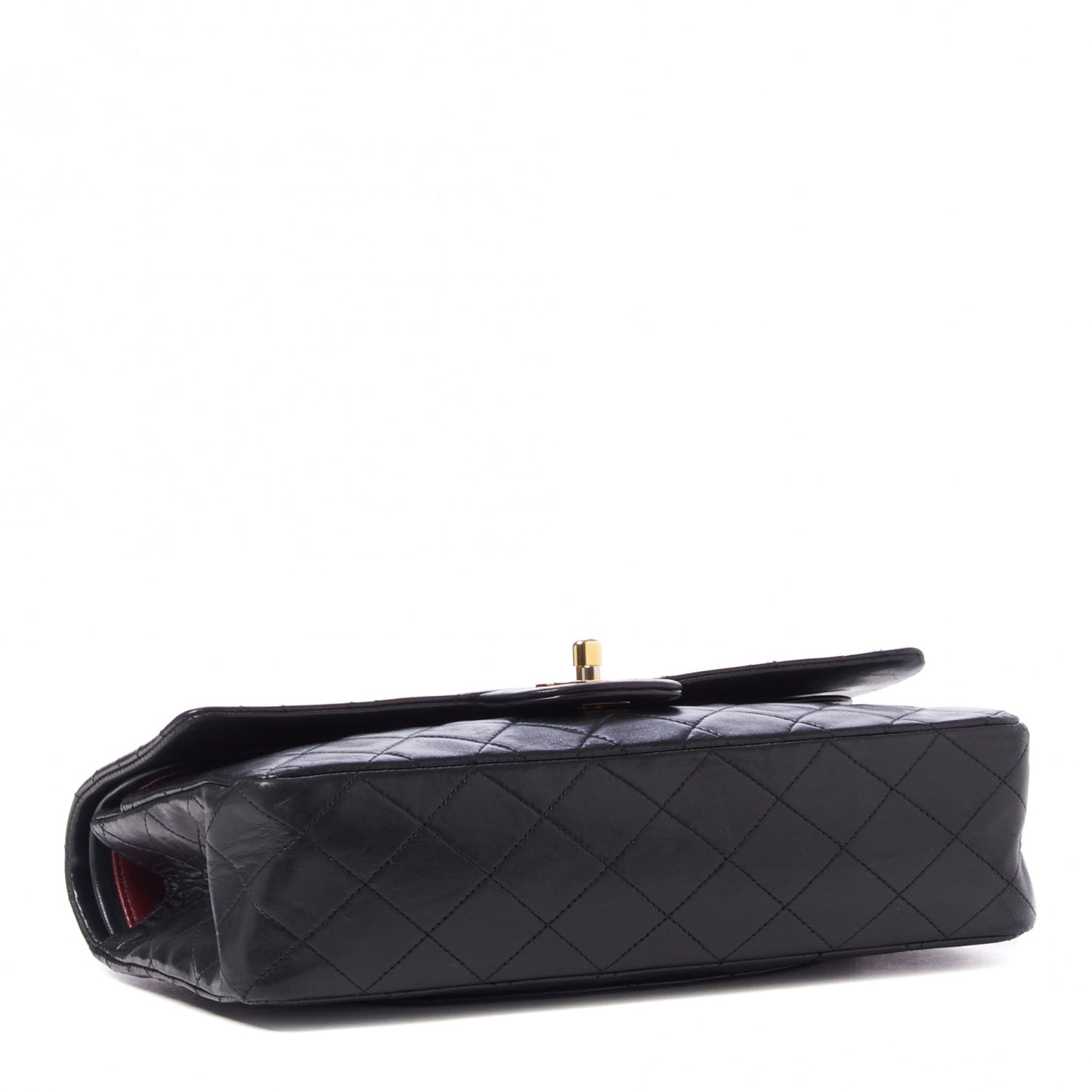 Lambskin Quilted Medium Double Flap Black