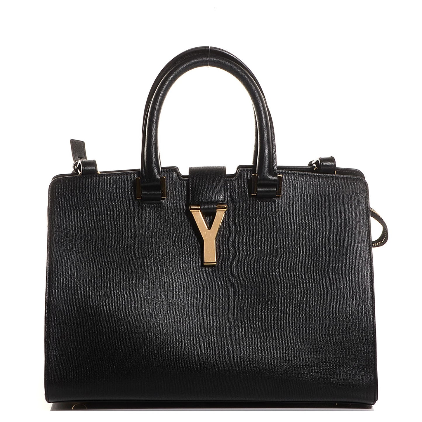 Textured Leather Classic Small Cabas Y Bag Black