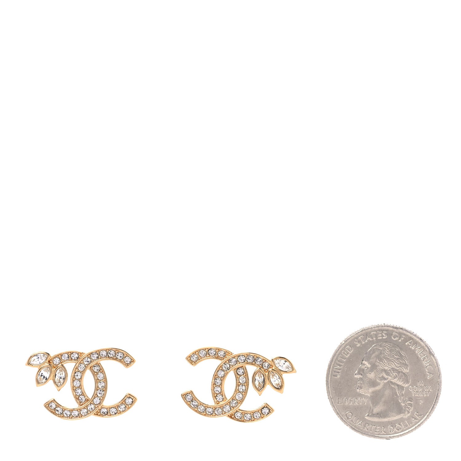 Chanel Crystal Wheat CC Earrings Gold 2 of 5