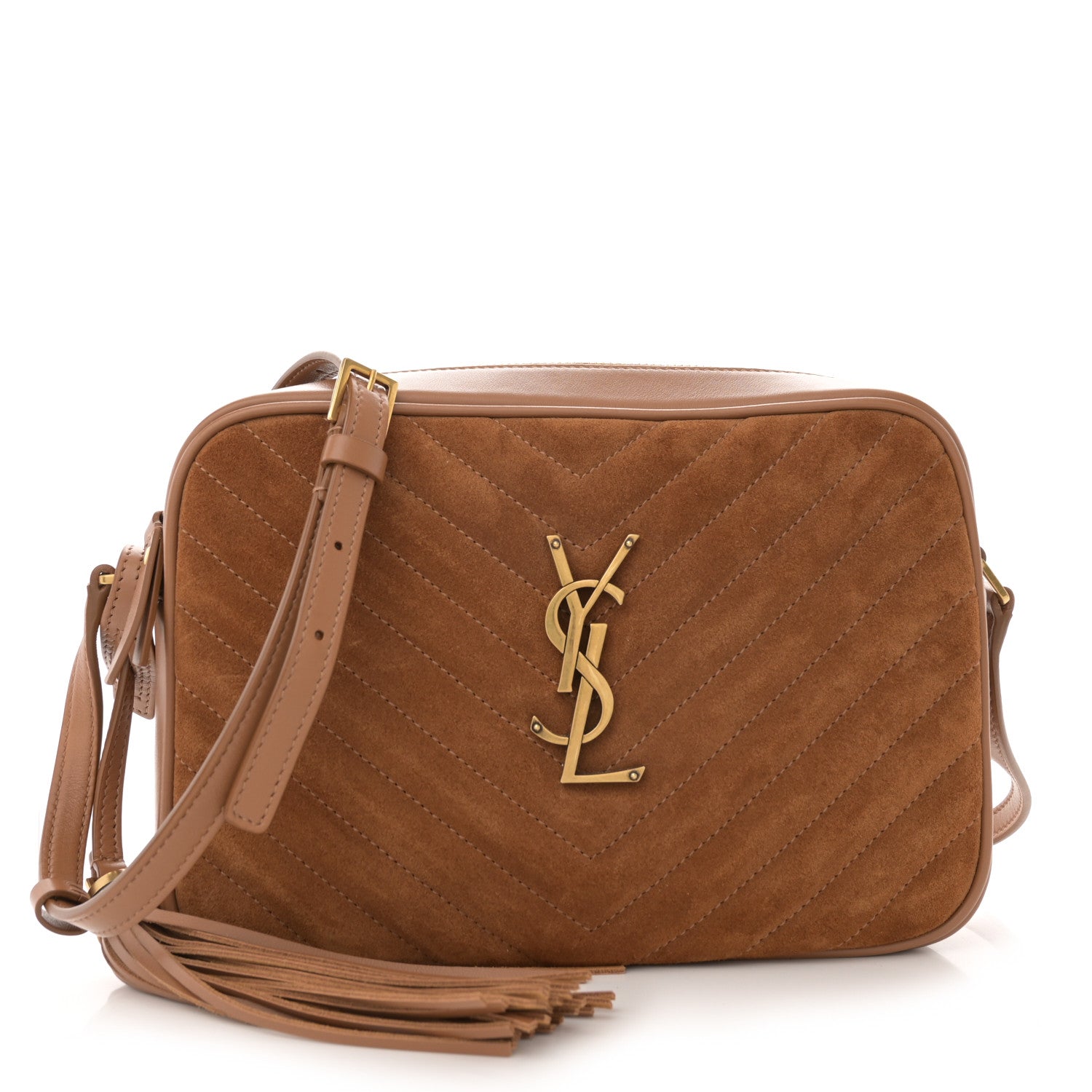 Saint Laurent Suede Matelasse Monogram Lou Camera Bag Cinnamon 1 of 10