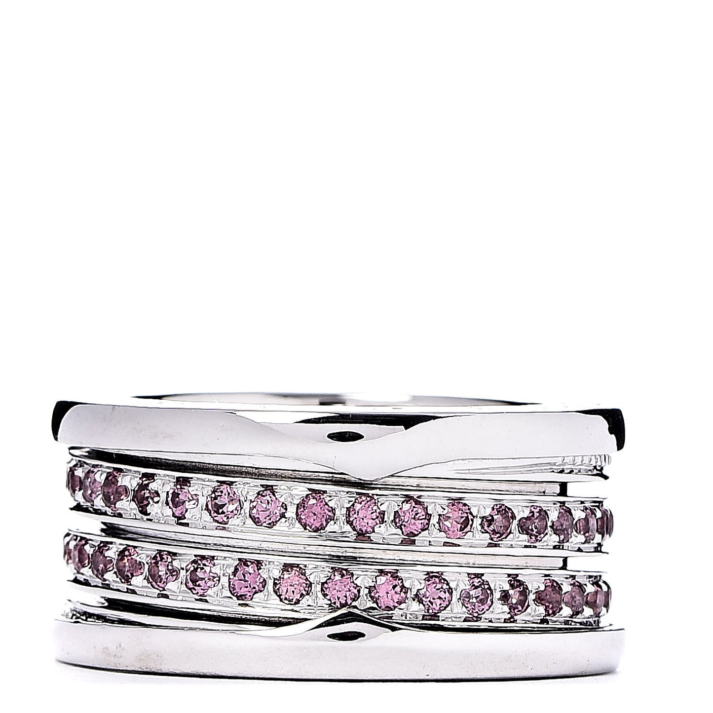 18K White Gold Pink Sapphire B.Zero1 Three-Band Ring 53 6.25