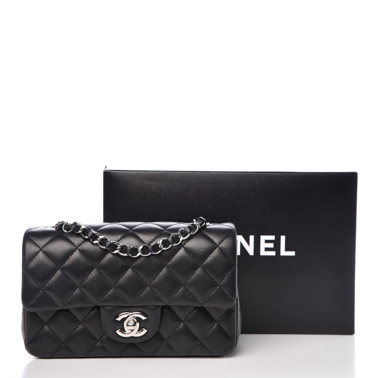Lambskin Quilted Mini Rectangular Flap Black