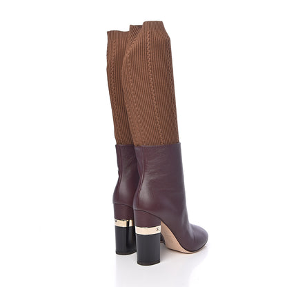 Chanel Kangaroo Knit CC Short Booties 38 Burgundy Black 4 of 11