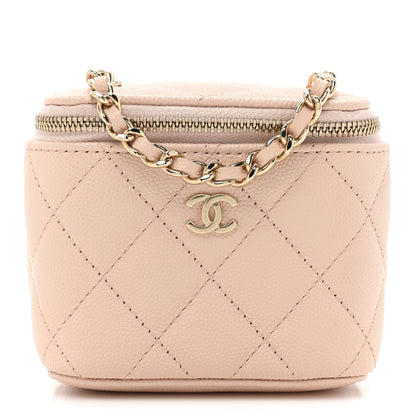 Chanel Caviar Quilted Mini Vanity Case With Chain Light Beige 1 of 9