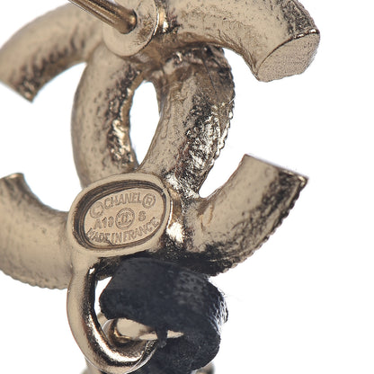 Chanel Lambskin Chain Crystal Pearl CC Drop Earrings Gold 4 of 4