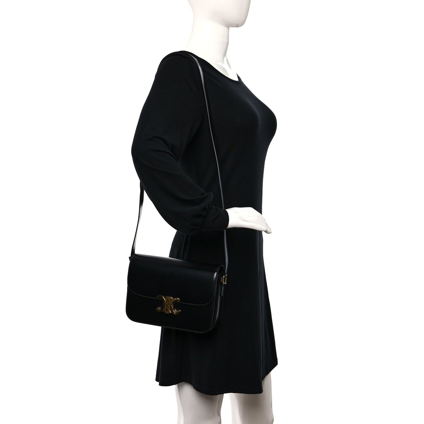 Shiny Calfskin Medium Triomphe Black