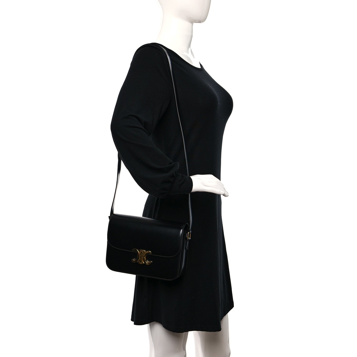 Celine Shiny Calfskin Medium Triomphe Black 3 of 9