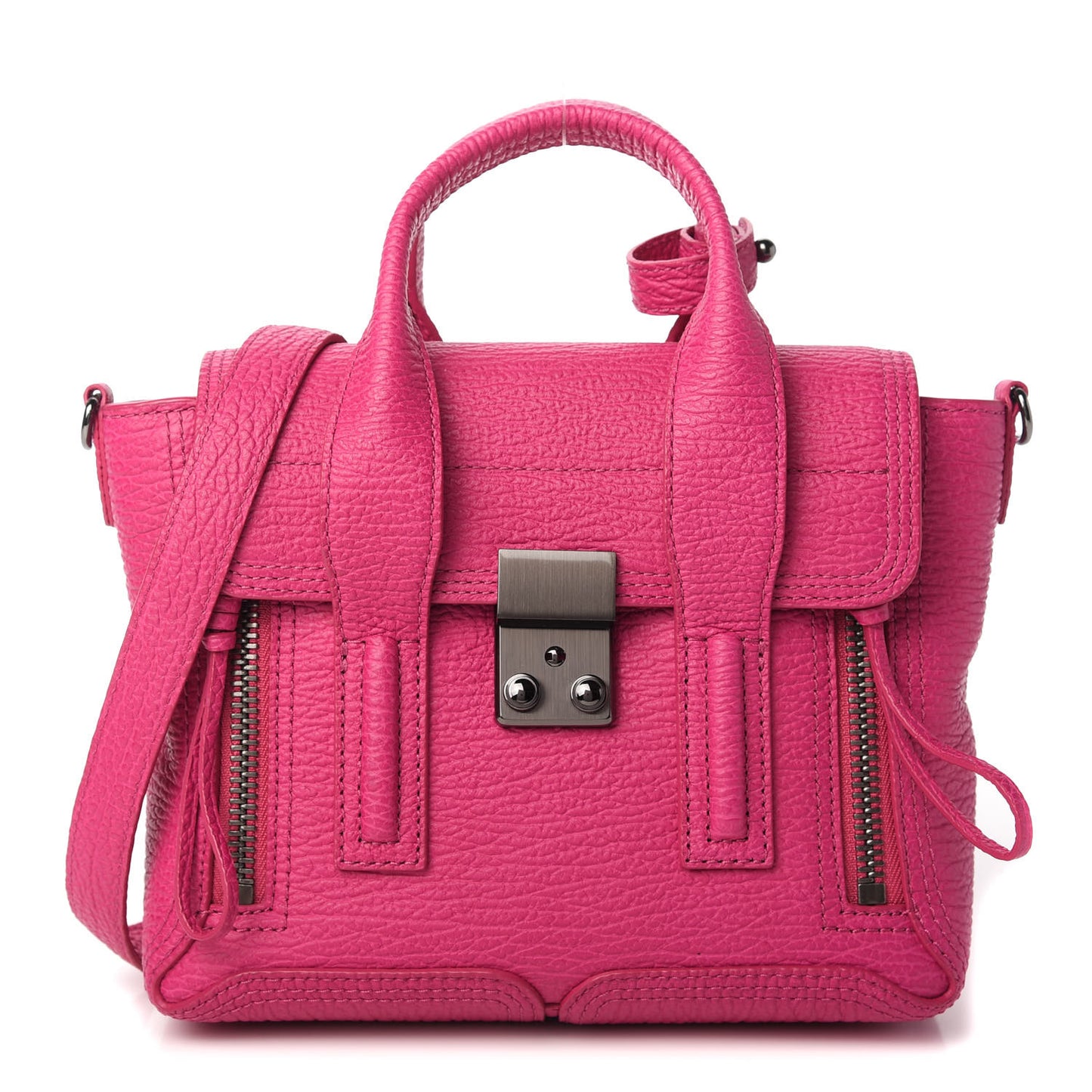 Textured Calfskin Mini Pashli Satchel Fuschia