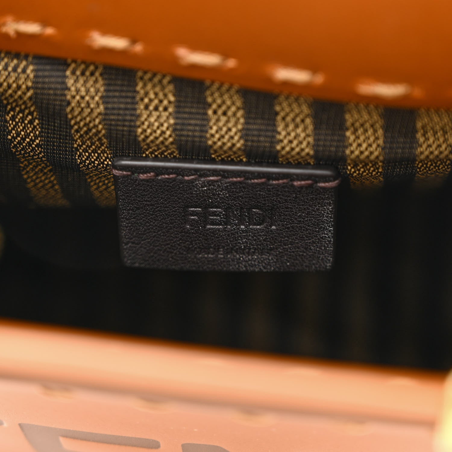 Fendi Vitello King Plexiglass Logo Embossed Mini Fendi Sunshine Shopper Tote Cuoio 6 of 10
