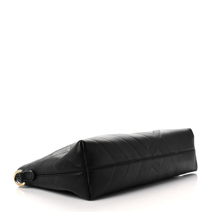 Burberry Calfskin Check Embossed Small Chichester Crossbody Clutch Bag Black 4 of 11