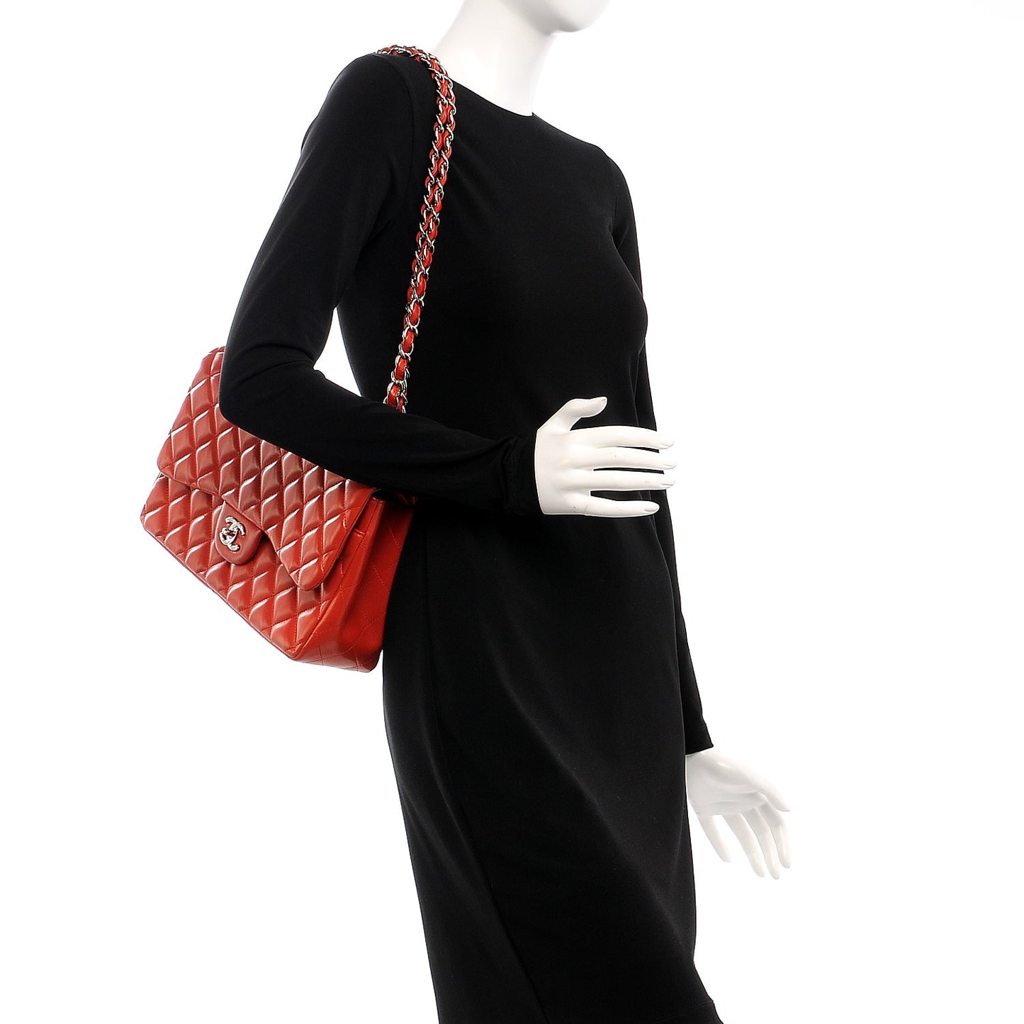 Lambskin Quilted Jumbo Double Flap Red