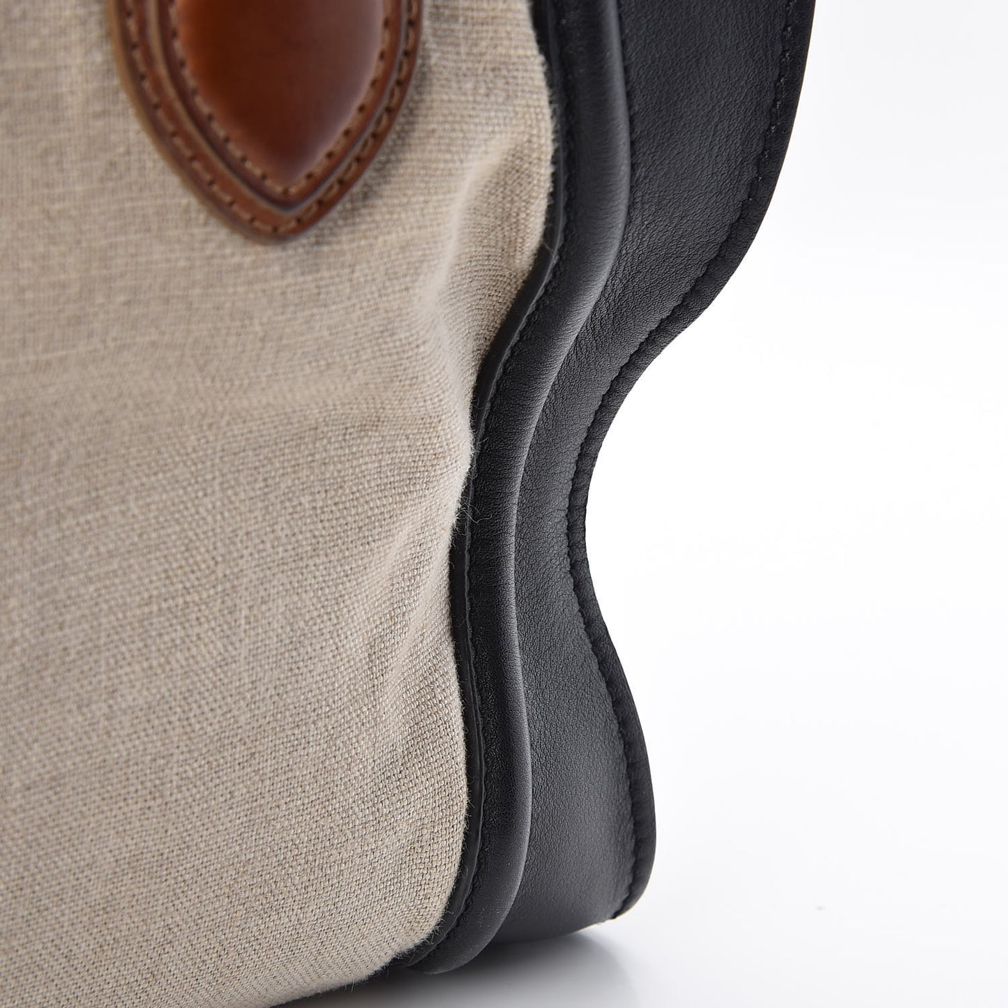 Calfskin Linen Tri-Color Shoulder Luggage Beige