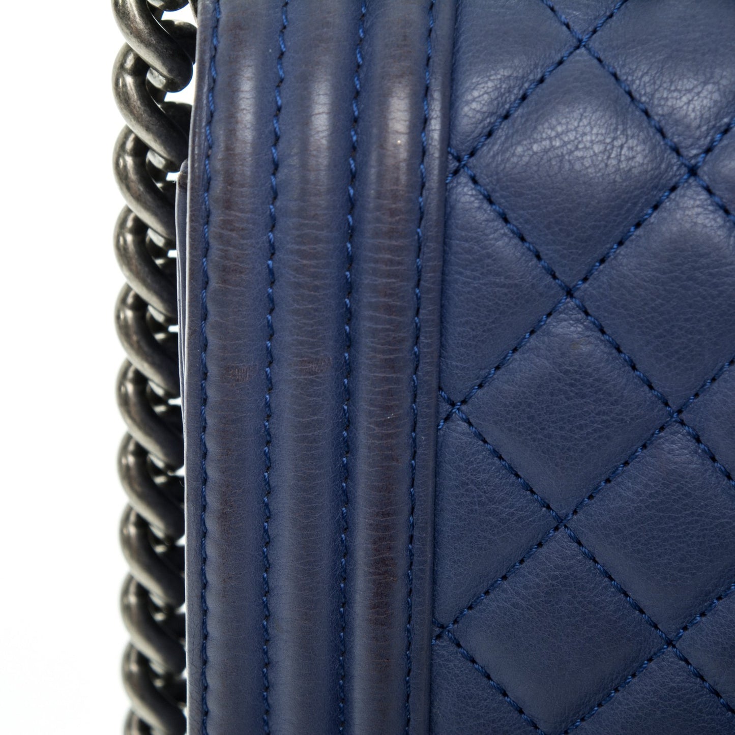 Calfskin Quilted Large Boy Flap Blue