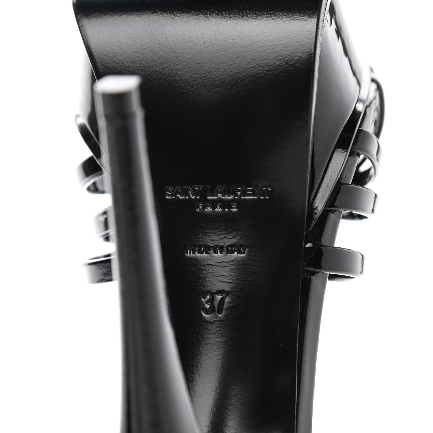 Saint Laurent Patent Platform Criss Cross Sandals 37 Black 6 of 7