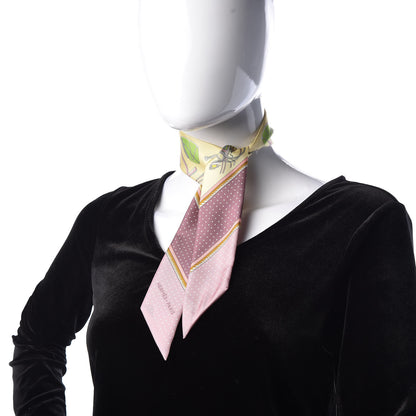 Hermes Silk Les Voitures A Transformation Twilly Jaune Soufre Vieux Rose Vert 2 of 4