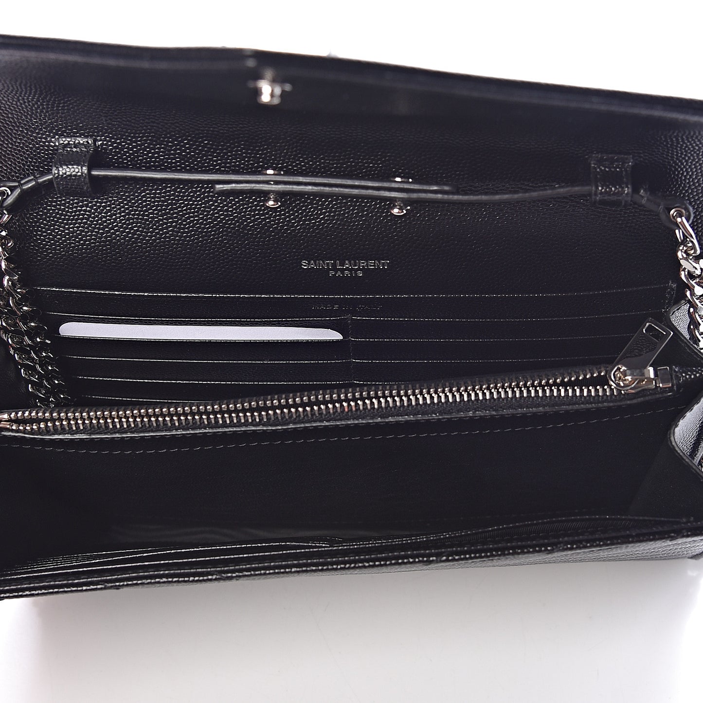 Grain De Poudre Matelasse Chevron Monogram Chain Wallet Black