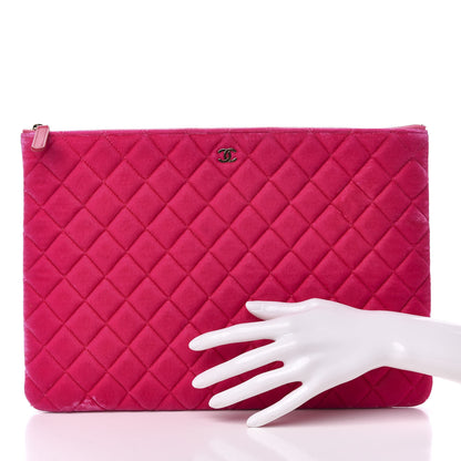 Chanel Velvet Quilted Large Cosmetic Case Fuchsia 2 of 8