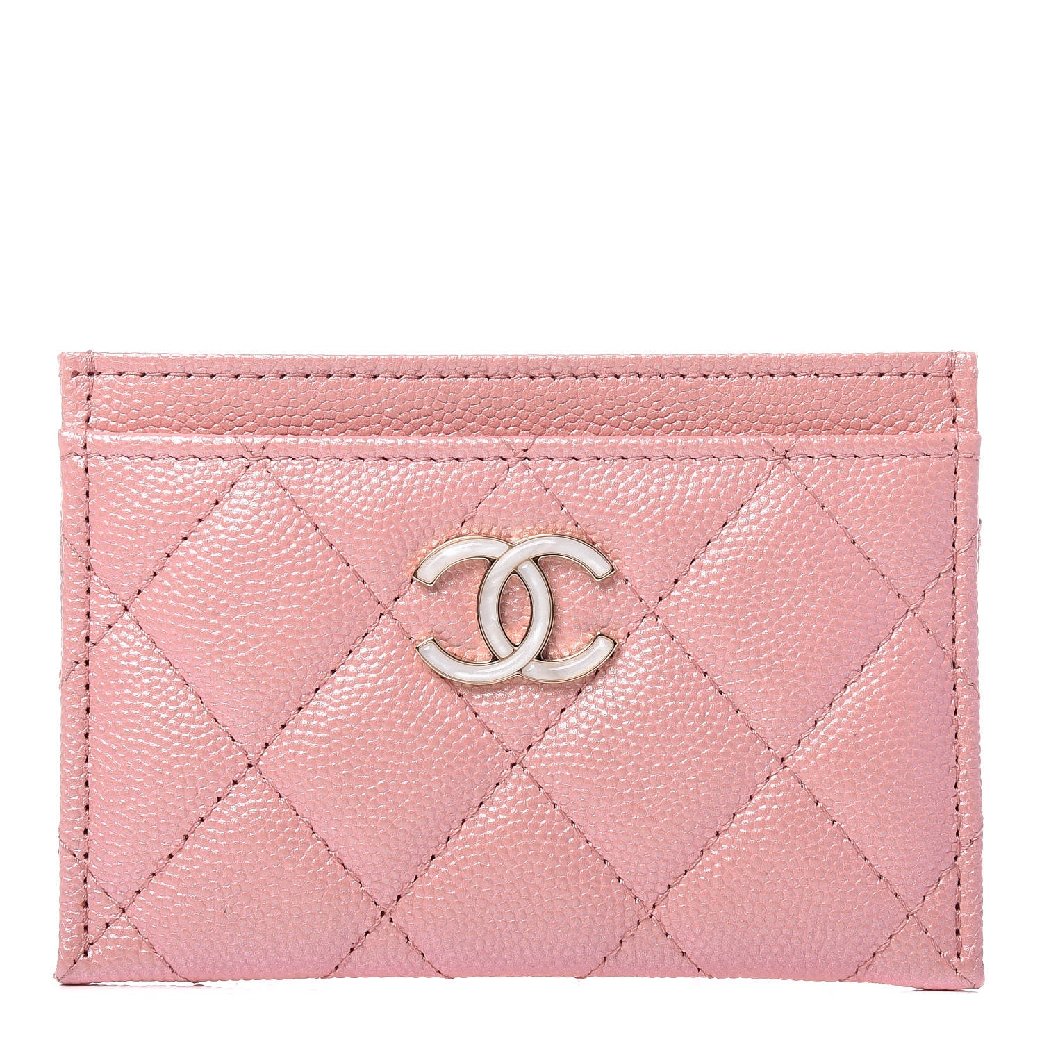Chanel Iridescent Caviar Quilted Card Holder Pink 1 of 9