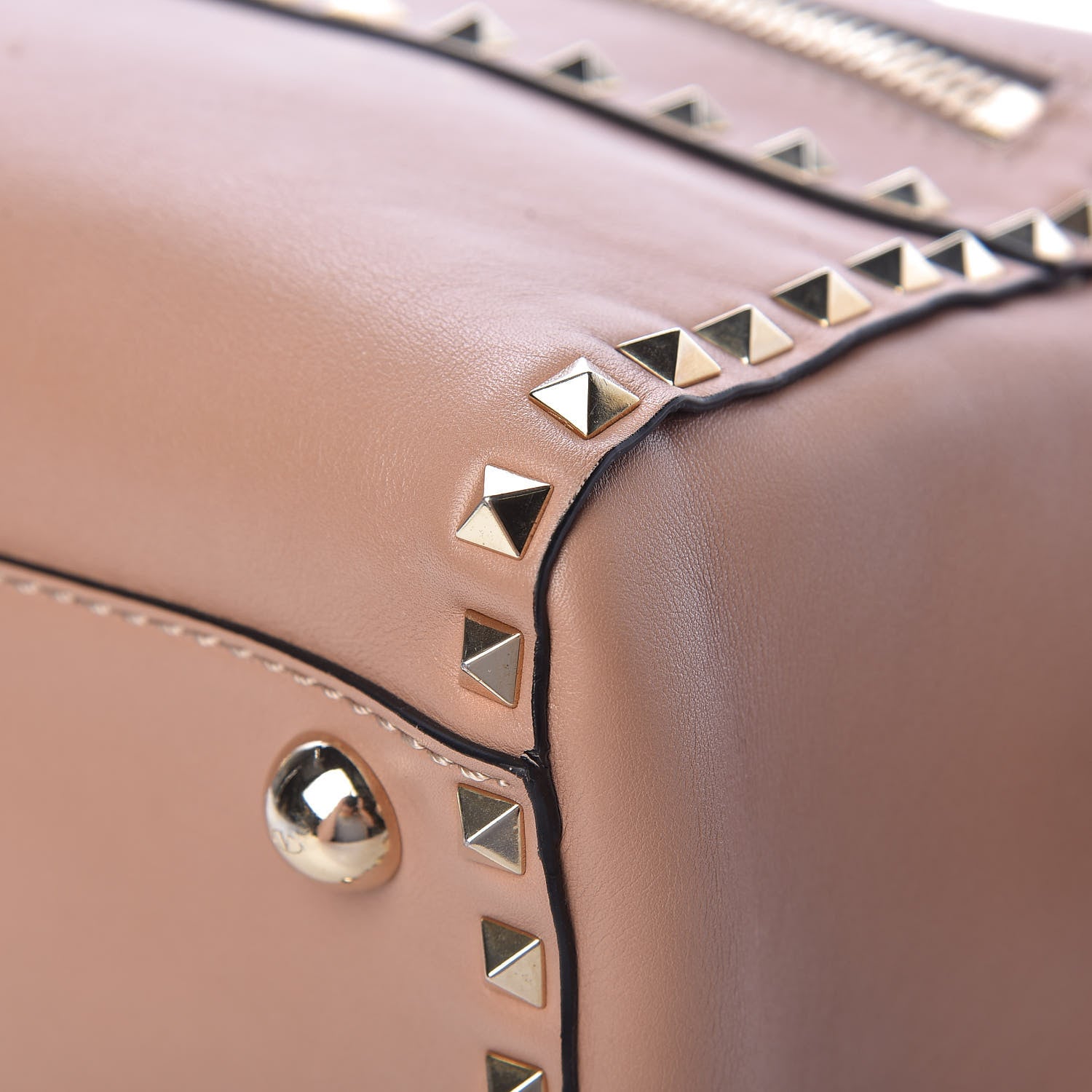 Valentino Garavani Calfskin Rockstud Top Handle Satchel Soft Noisette 10 of 14
