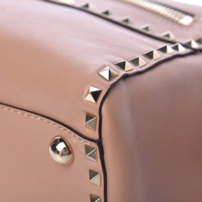 Valentino Garavani Calfskin Rockstud Top Handle Satchel Soft Noisette 10 of 14