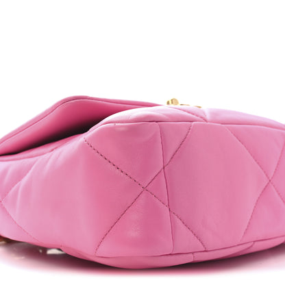 Chanel Shiny Lambskin Quilted Medium Chanel 19 Flap Neon Pink 9 of 11