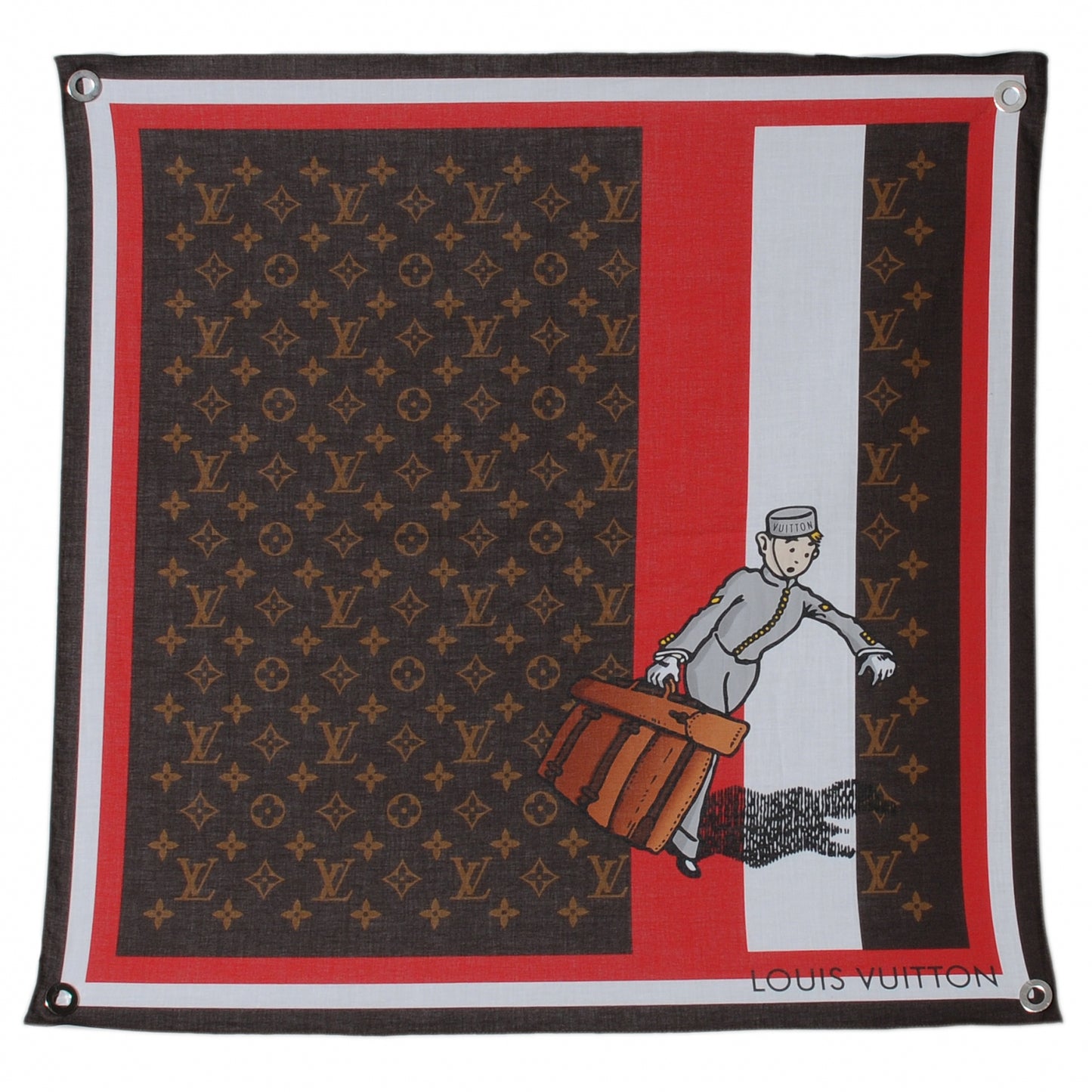 Cotton Monogram Groom Bandana Scarf Red