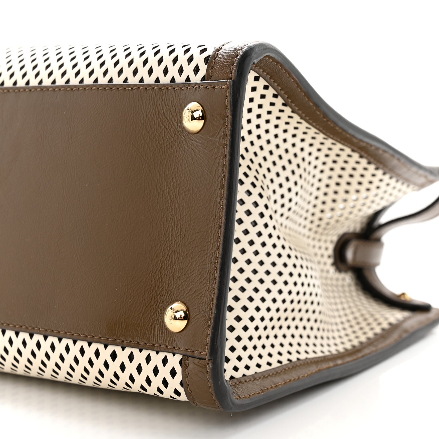 Vitello Liberty Glossy Lambskin Perforated Medium Peekaboo X-Lite White Ice Rust Maya