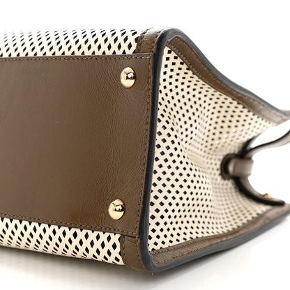 Fendi Vitello Liberty Glossy Lambskin Perforated Medium Peekaboo X-Lite White Ice Rust Maya 10 of 13