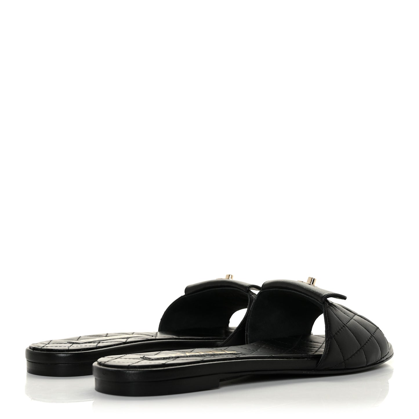 Lambskin Quilted CC Turnlock Sandals 38 Black