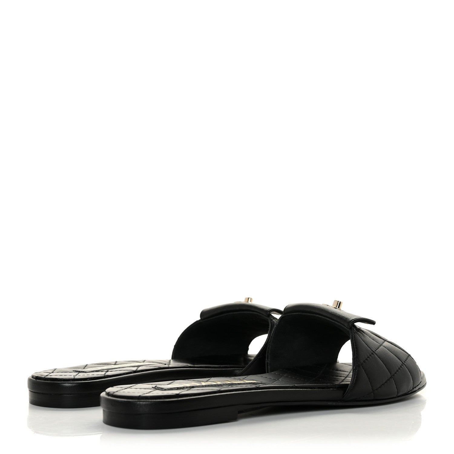 Chanel Lambskin Quilted CC Turnlock Sandals 38 Black 4 of 9