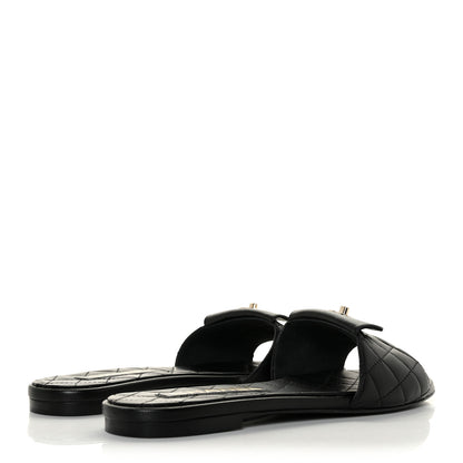 Chanel Lambskin Quilted CC Turnlock Sandals 38 Black 4 of 9
