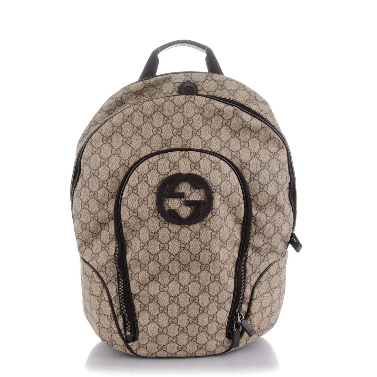 GG Plus Monogram Medium Interlocking G Travel Backpack Brown