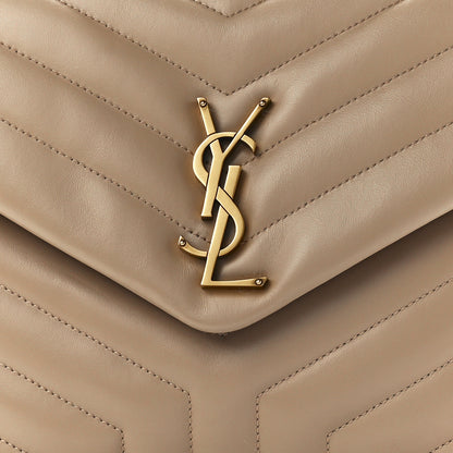 Saint Laurent Calfskin Y Quilted Monogram Medium Loulou Chain Satchel Dark Beige 9 of 12