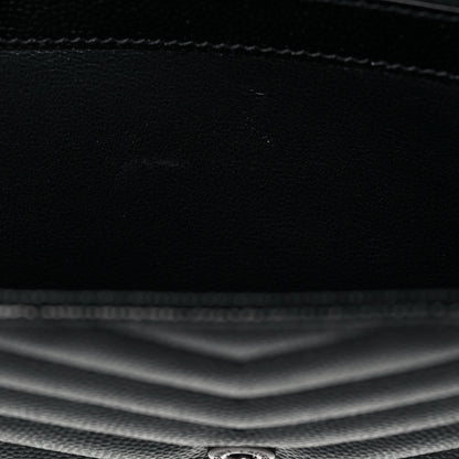 Saint Laurent Grain De Poudre Matelasse Chevron Monogram Chain Wallet Black 12 of 12