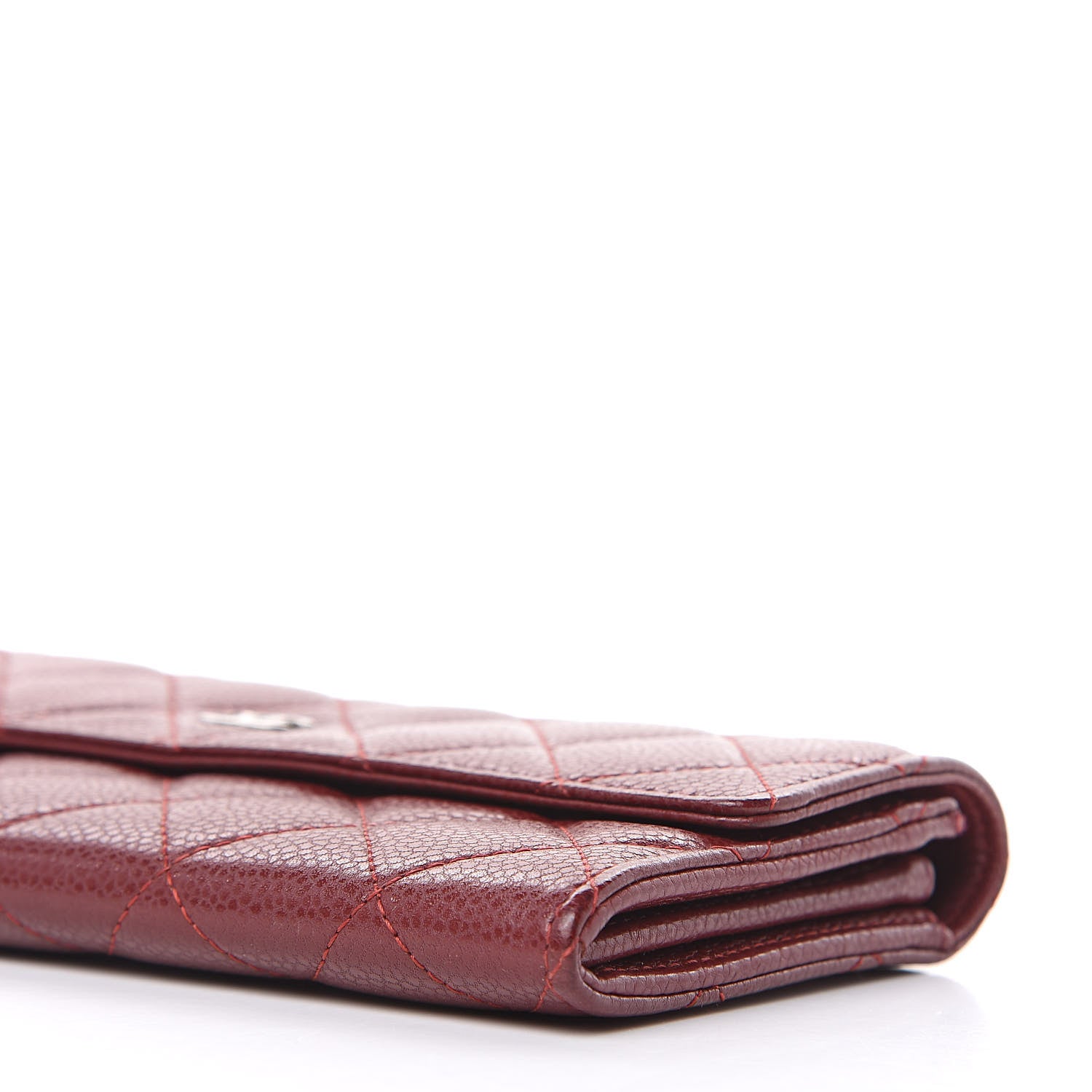 Chanel Caviar Quilted Large Gusset Flap Wallet Dark Red 10 of 10