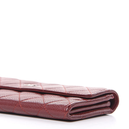 Chanel Caviar Quilted Large Gusset Flap Wallet Dark Red 10 of 10