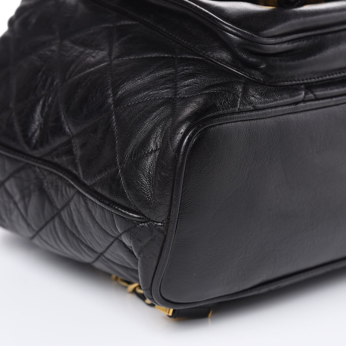 Lambskin Quilted Drawstring Backpack Black