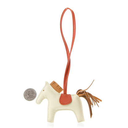 Hermes Milo Lambskin Grigri Rodeo Horse Bag Charm PM Craie Sesame Cornaline 2 of 4