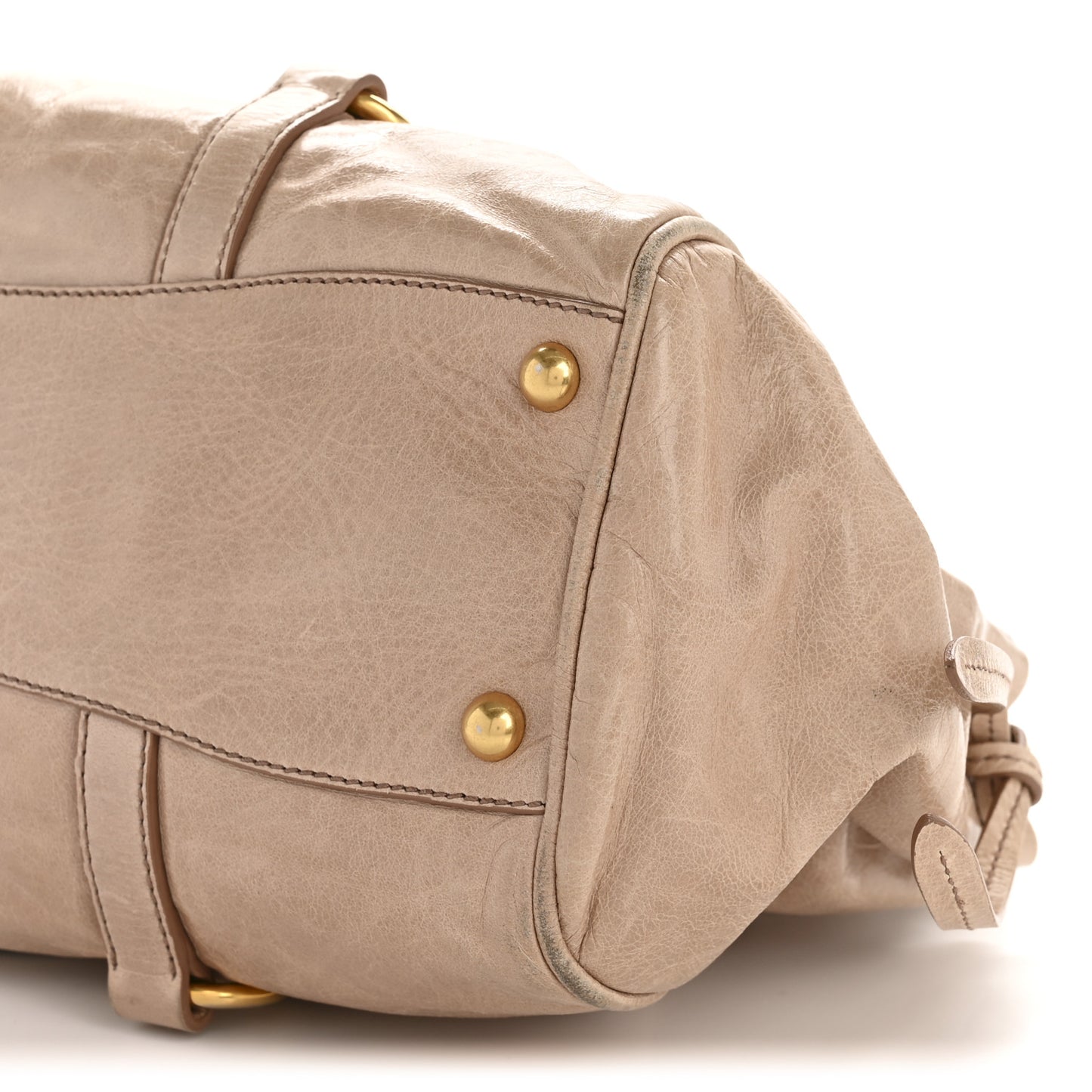 Vitello Shine Double Zip Tote Cammeo