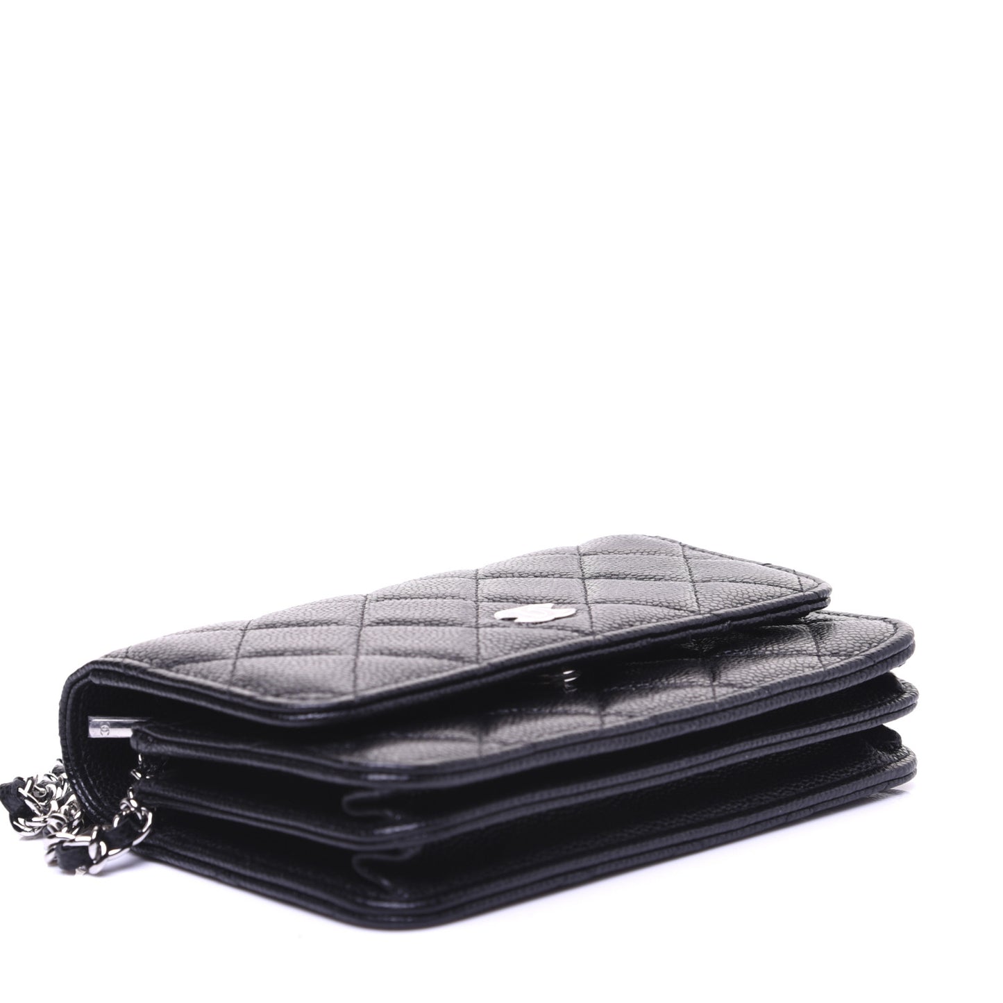 Caviar Quilted Mini Wallet On Chain WOC Black