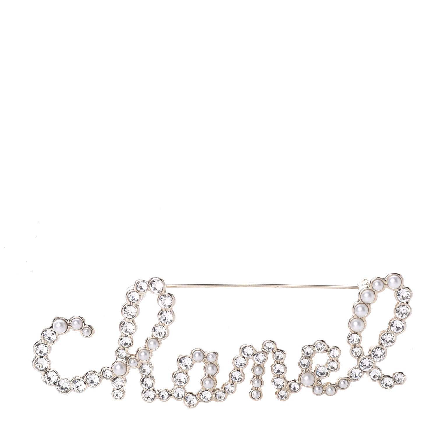 Chanel Metal Glass Swirling Pearls Brooch Pin Gold 1 of 4