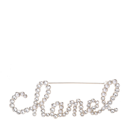 Chanel Metal Glass Swirling Pearls Brooch Pin Gold 1 of 4