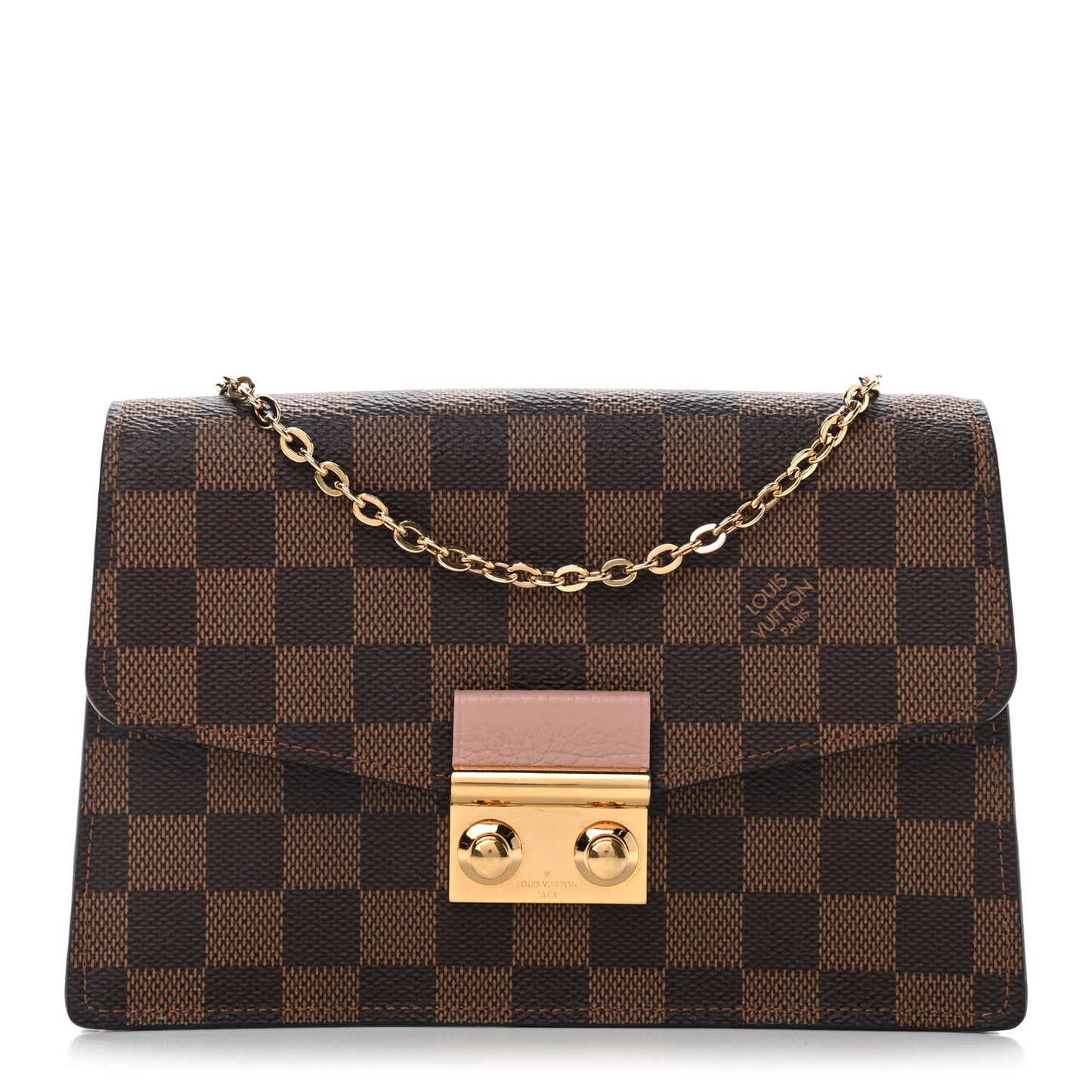 Damier Ebene Croisette Chain Wallet Magnolia