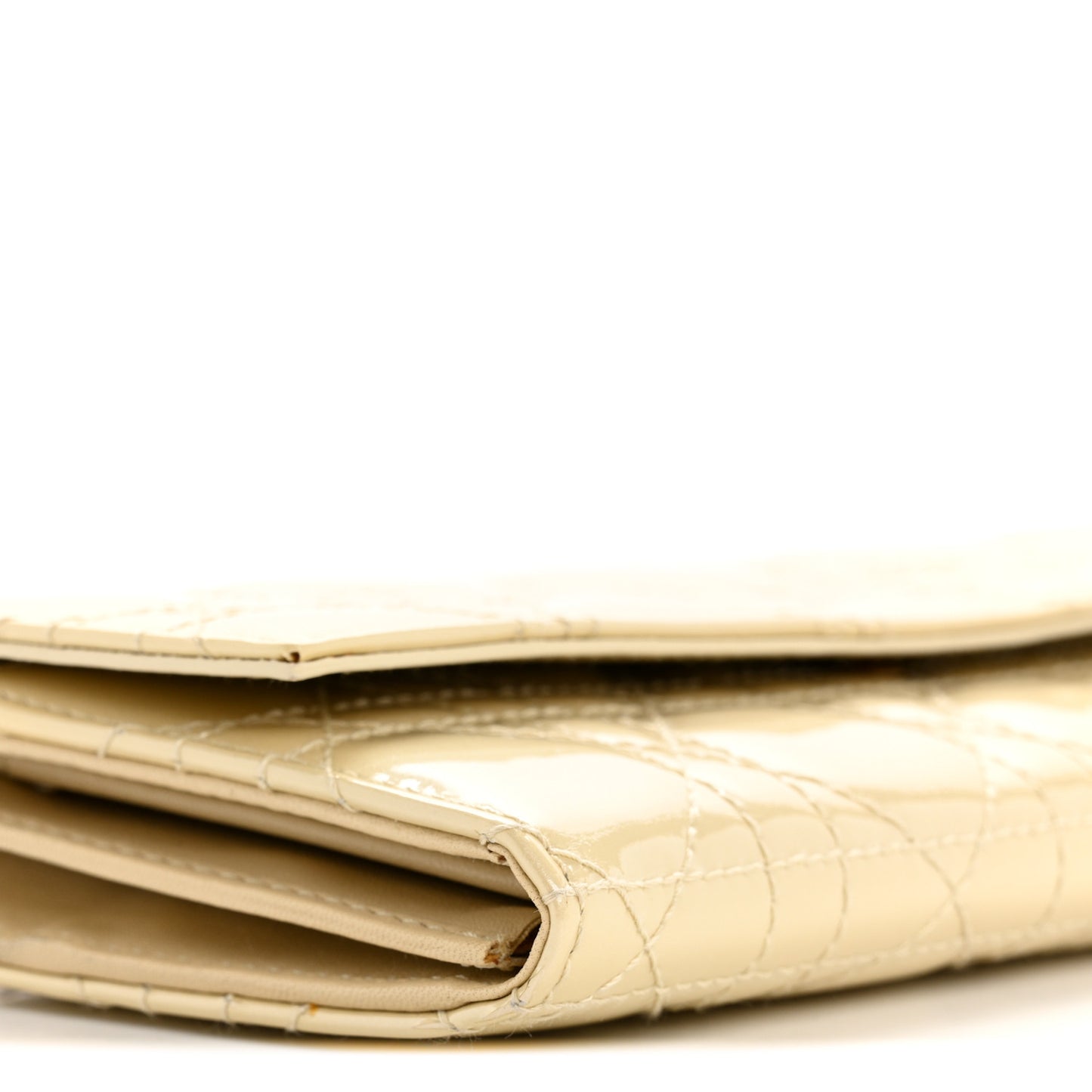 Patent Cannage Lady Dior Rendezvous Wallet On Chain Beige