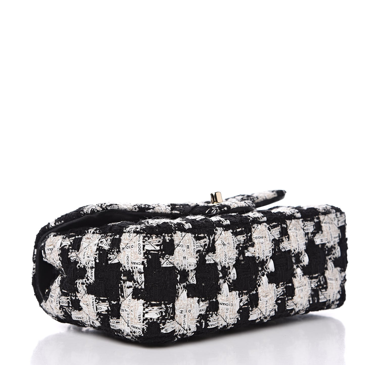 Tweed Quilted Mini Rectangular Flap Black Ecru White