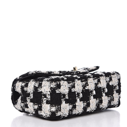 Chanel Tweed Quilted Mini Rectangular Flap Black Ecru White 4 of 12