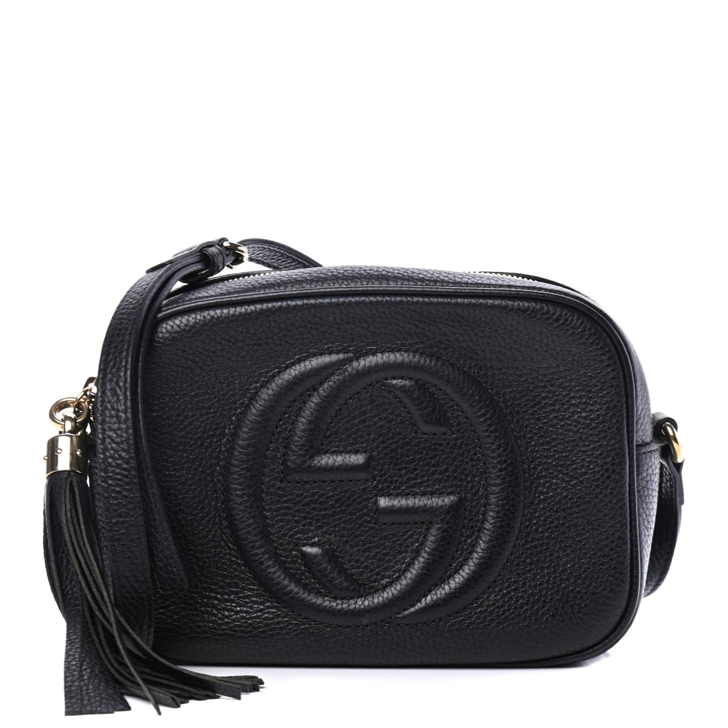 Pebbled Calfskin Small Soho Disco Bag Black
