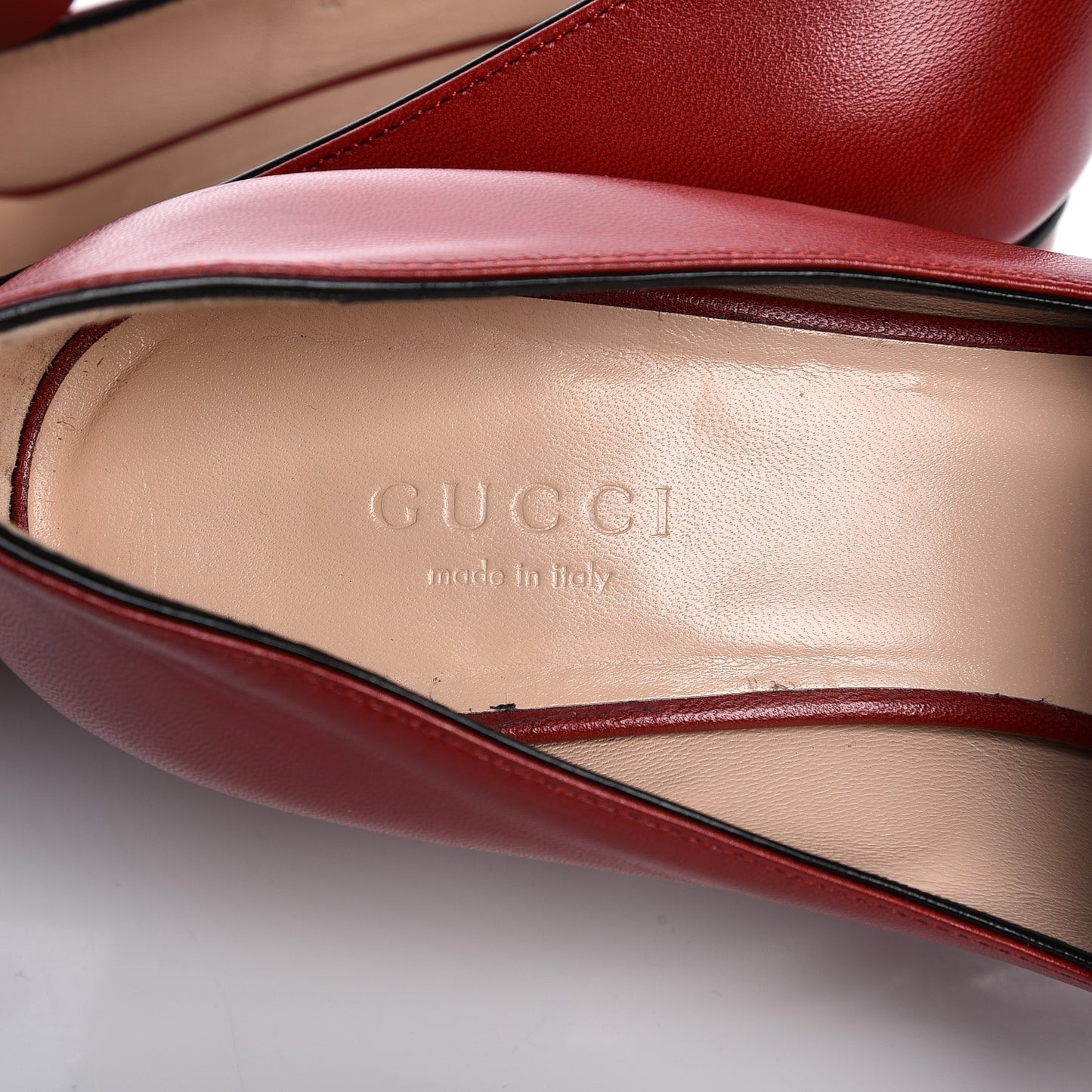 Malaga Kid GG Marmont Fringe 50mm Loafer Pumps 36.5 Hibiscus Red