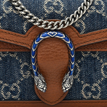 Gucci New Denim GG Monogram Dollar Calfskin Enamel Super Mini Dionysus Shoulder Bag Blue Tea Cuir Epilog Electric Blue 7 of 9
