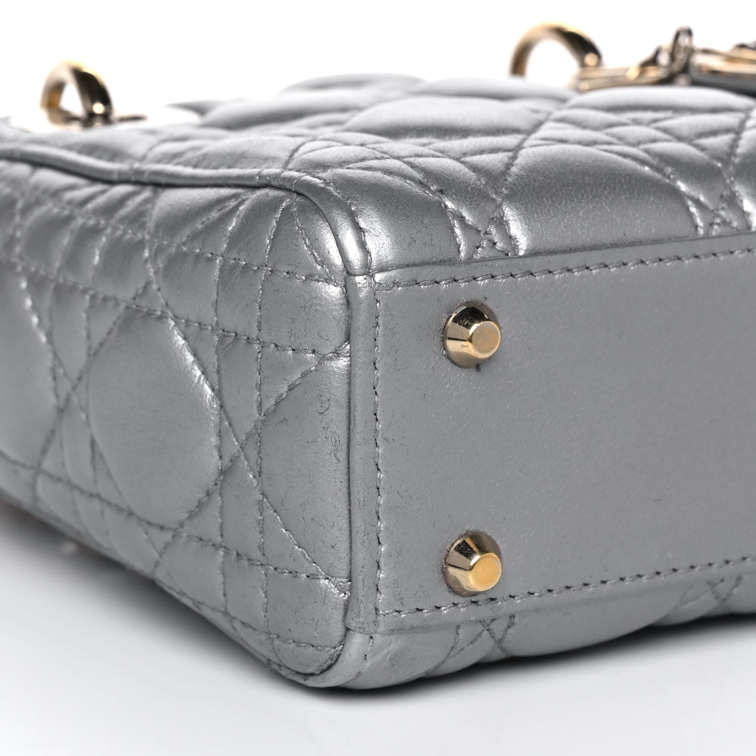Christian Dior Metallic Lambskin Cannage Mini Lady Dior Grey 8 of 15